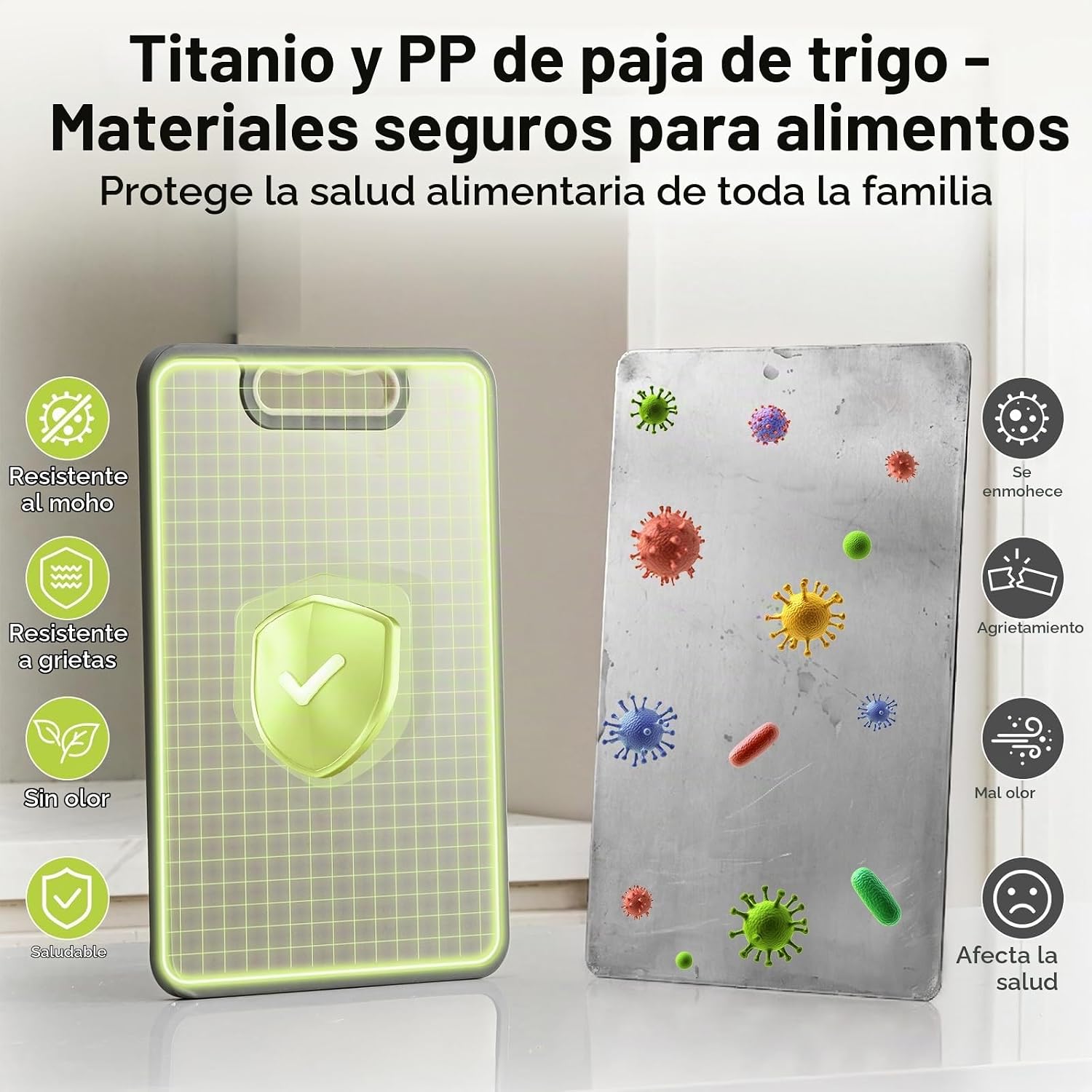 Vocvee 1 tabla de cortar de titanio para cocina, tabla de cortar de...