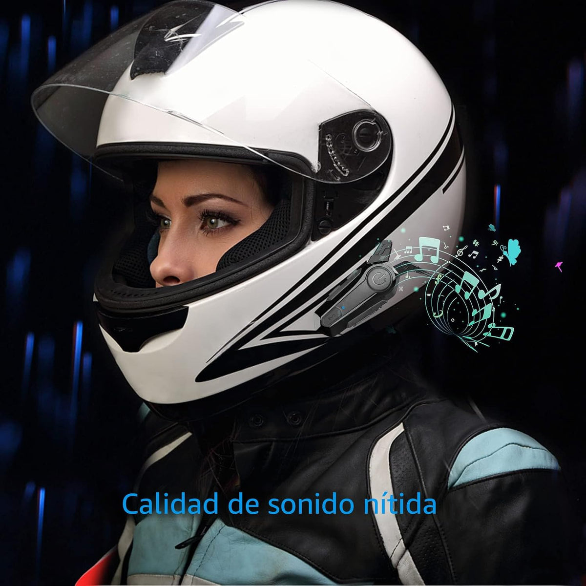 Wipeeyes Casco de motocicleta E1 con auriculares de intercomunicaci...