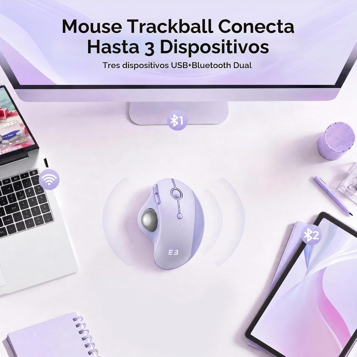 seenda Ratón inalámbrico Trackball, ratón ergonómico Bluetooth, col...