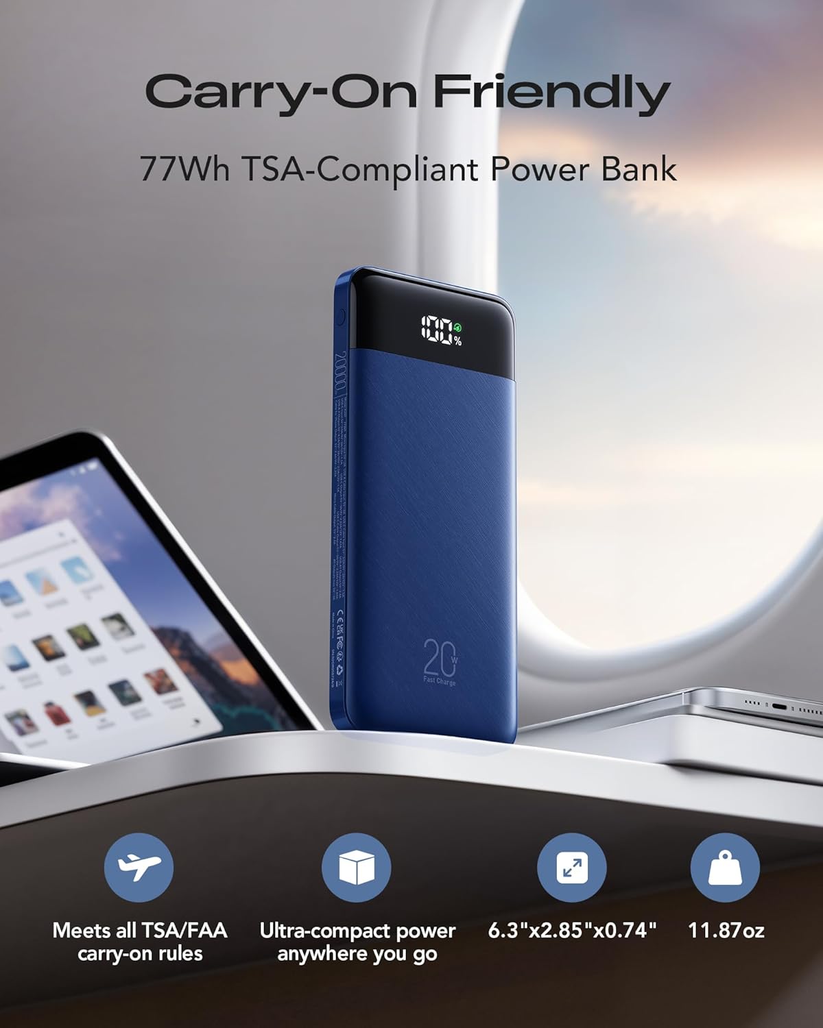 Orfeika 20000mAh Power Bank, cargador portátil con 4 cables incorpo...