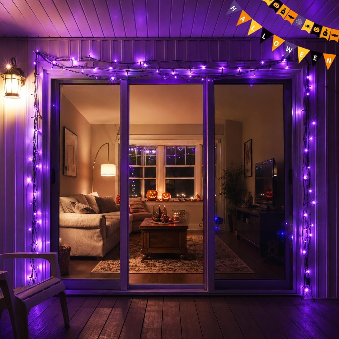 Guirnalda de luces de Halloween conectables de 88 pies, 240 LED, pa...