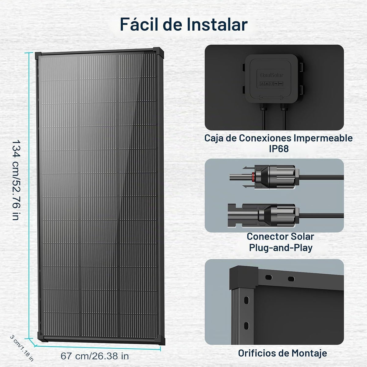 EtnalSolar Panel solar de 200 W, tipo N 18BB, paneles solares monoc...