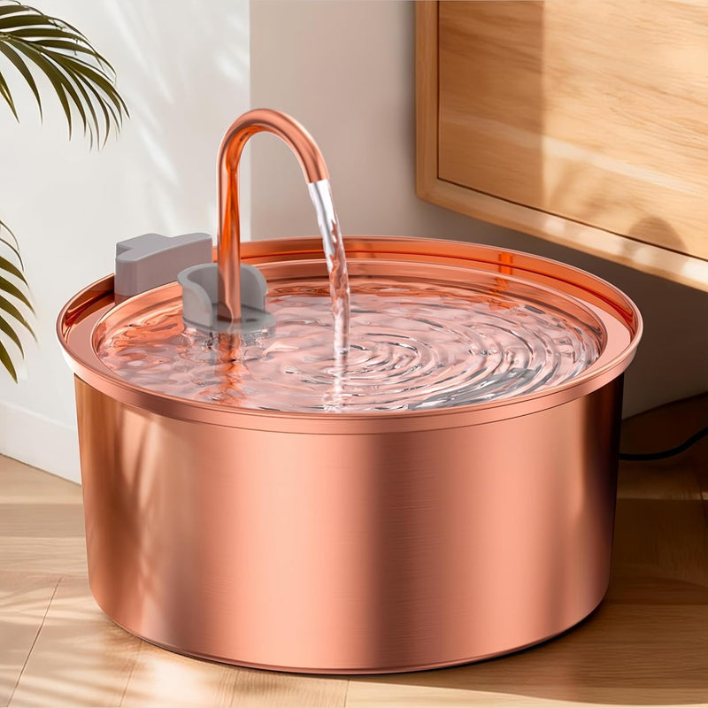 Tomxcute - Fuente de agua para gatos de acero inoxidable con chapad...