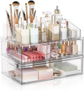 Organizador de maquillaje apilable transparente con cajón, cajones...