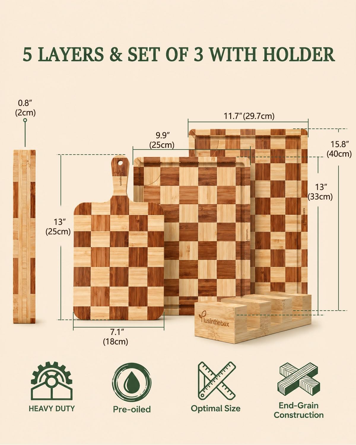 Plusinthebox Tabla de cortar, juego de 3 tablas de cortar resistent...