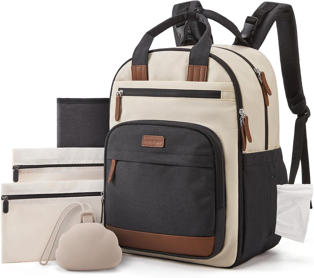 mommore Mochila para pañales con cambiador impermeable, soportes ai...