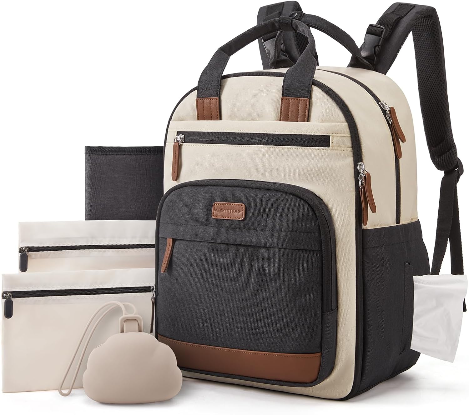 mommore Mochila para pañales con cambiador impermeable, soportes ai...