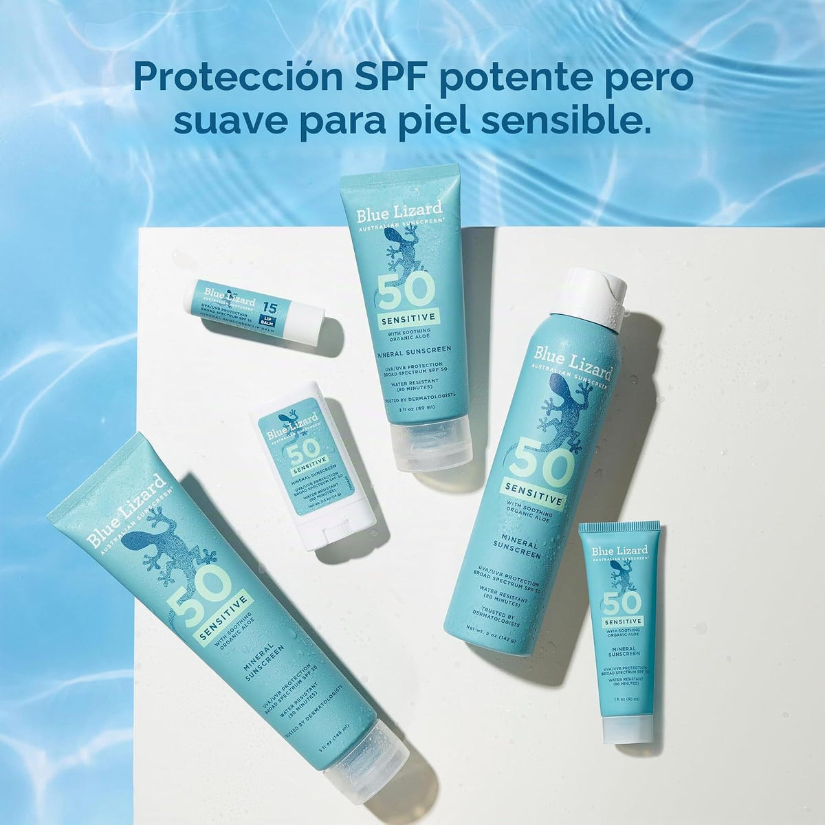 Blue Lizard Sensitive Mineral Sunscreen SPF 50 Loción de protección...