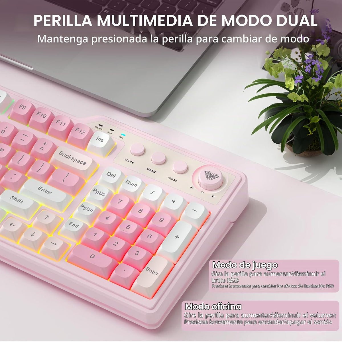 Aula F3099 Teclado inalámbrico para computadora para juegos con tec...