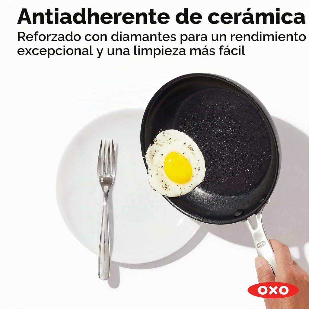 OXO Juego de sartenes mejoradas de 8 y 10 pulgadas, cerámica antiad...
