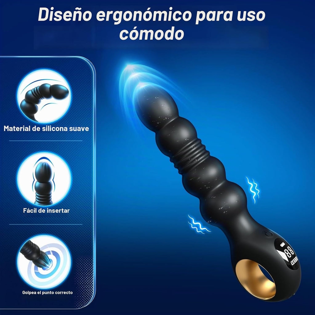 BEISAR - Masajeador de próstata con cuentas anales de empuje, vibra...