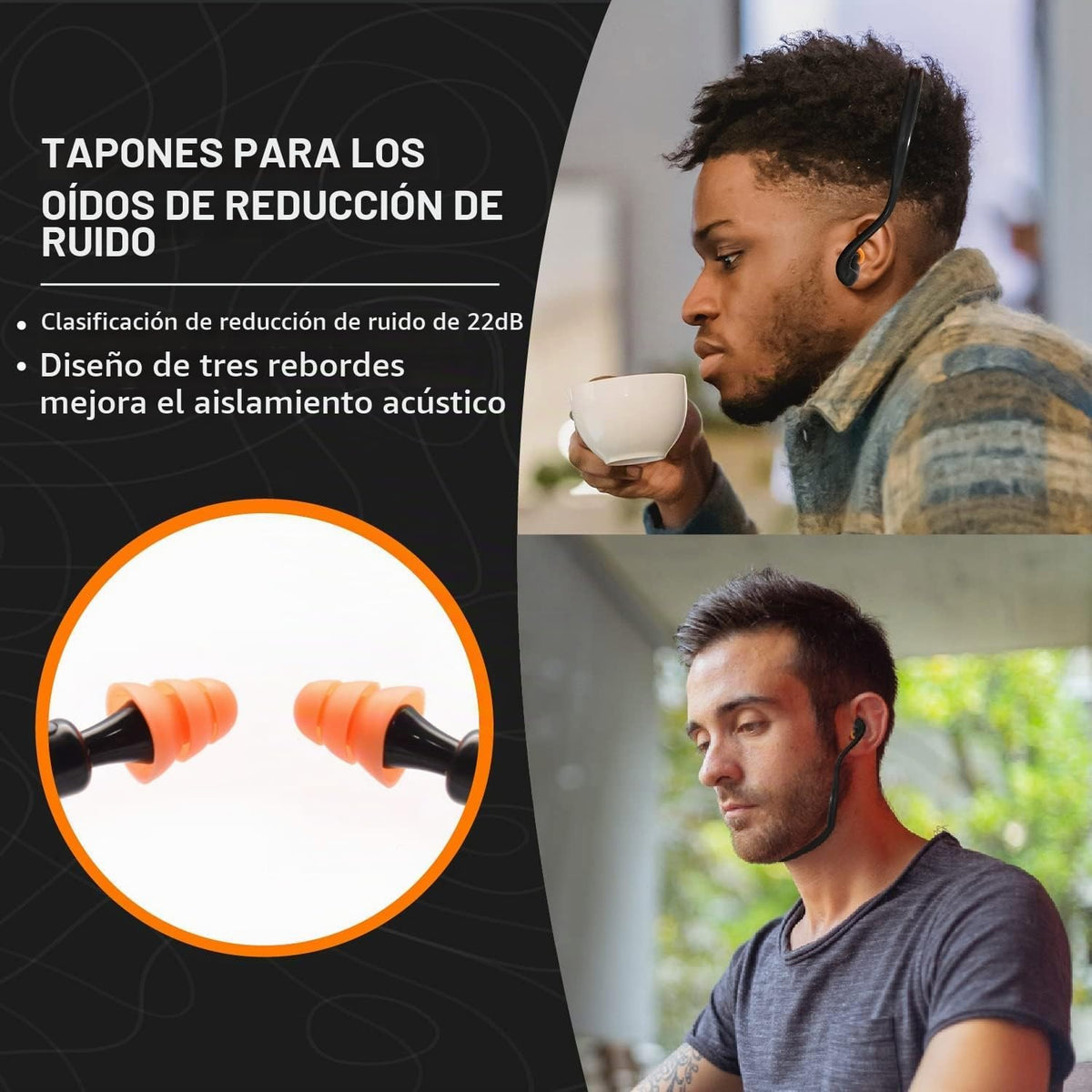 10 pares de tapones para los oídos de silicona con banda suave reut...