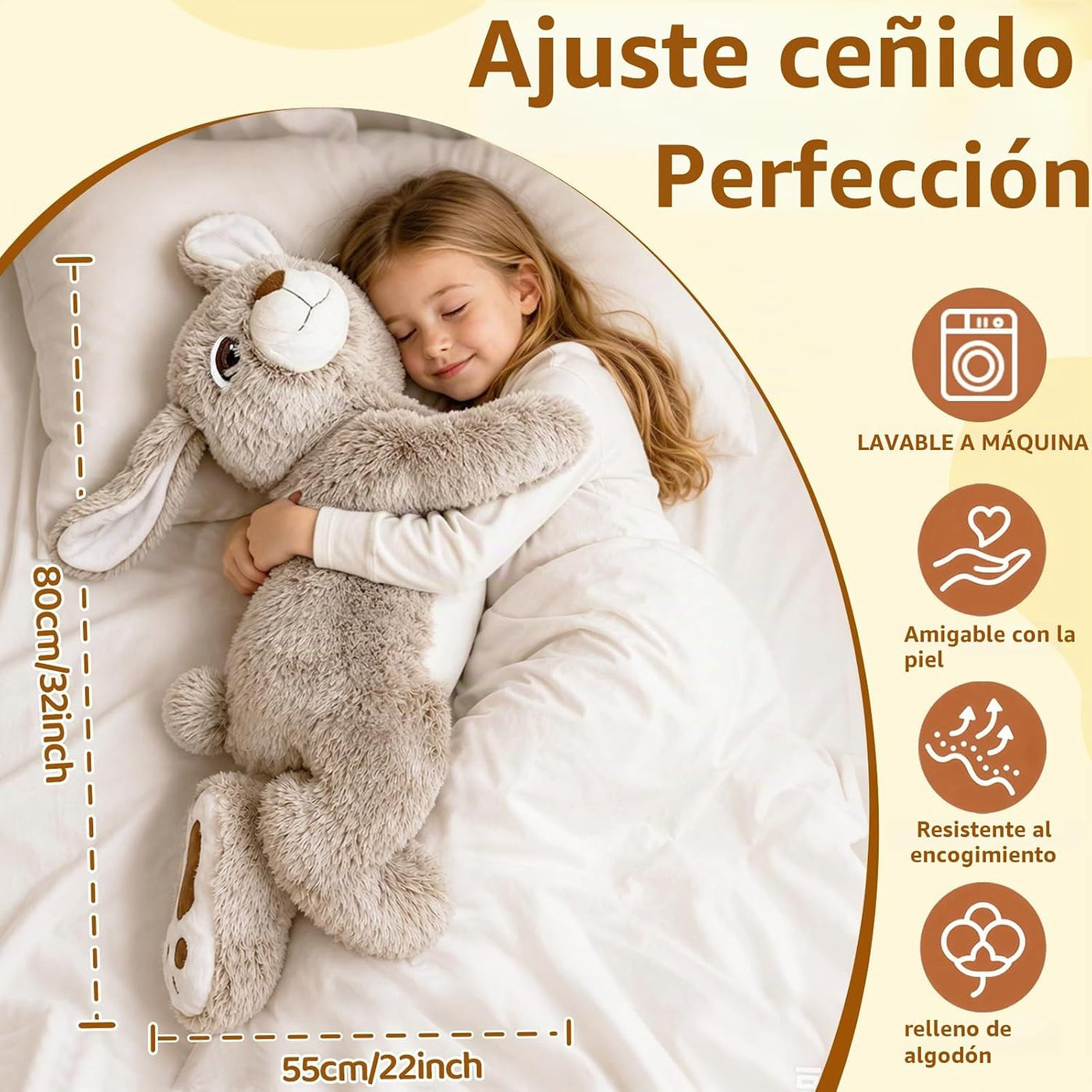 HAIJUNYA Peluche de conejo con peso de 32 pulgadas, 5 libras, jugue...