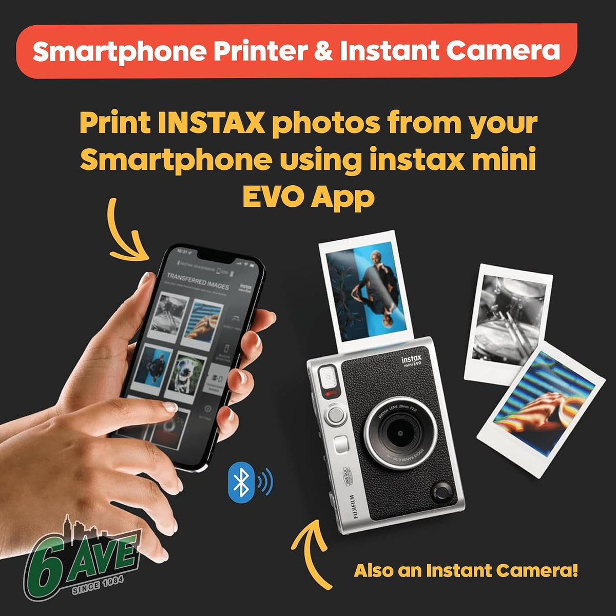 Fujifilm Instax Mini EVO Hybrid Cámara instantánea (marrón) con paq...