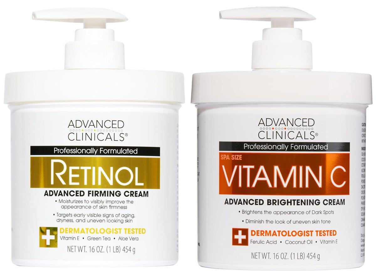 Advanced Clinicals Loción corporal de retinol + crema iluminadora d...