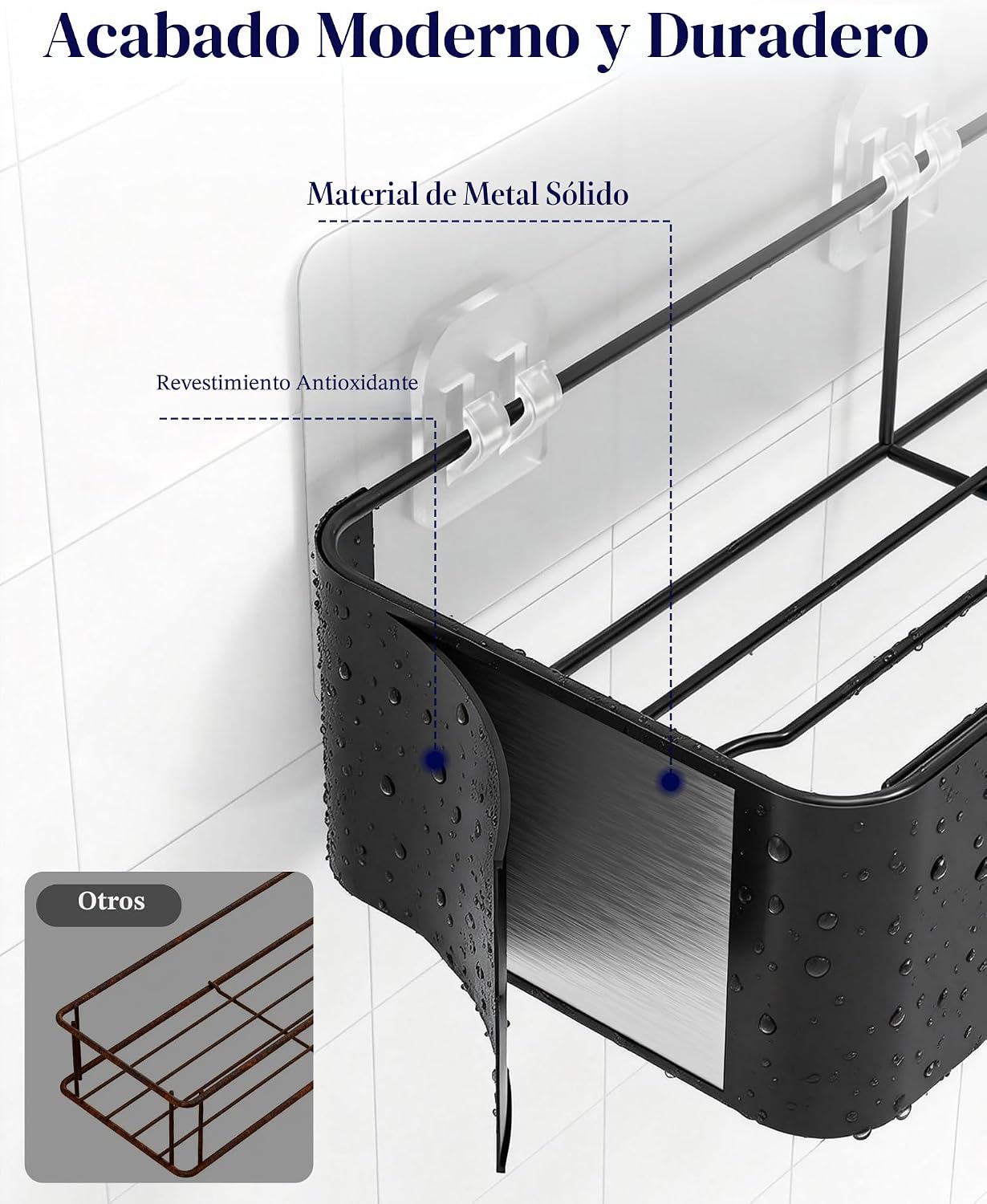 Kitsure Organizador adhesivo para ducha, paquete de 6, estantes de...