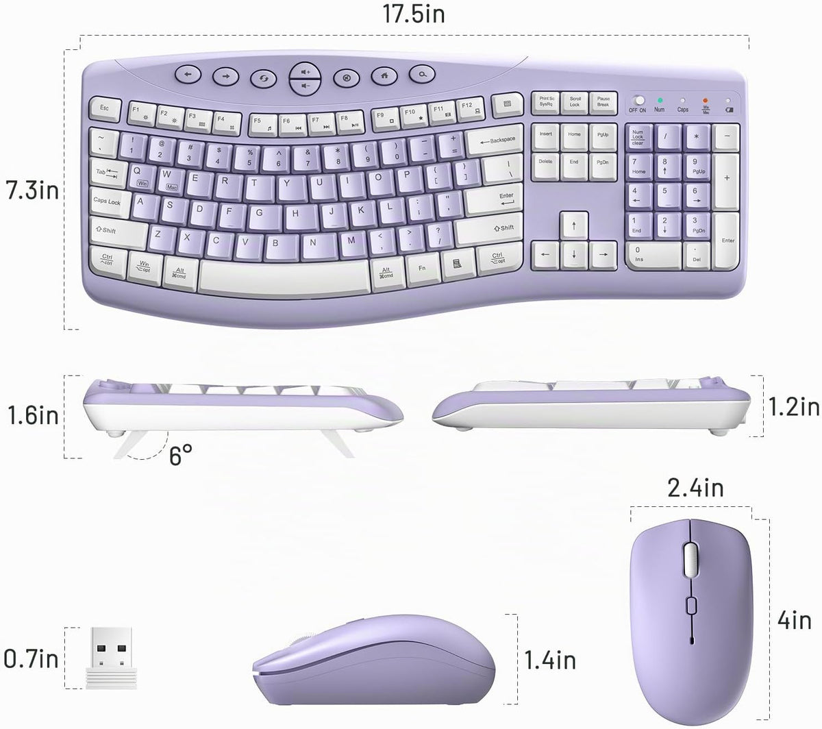 Combo de teclado y mouse inalámbricos silenciosos para oficina, dis...