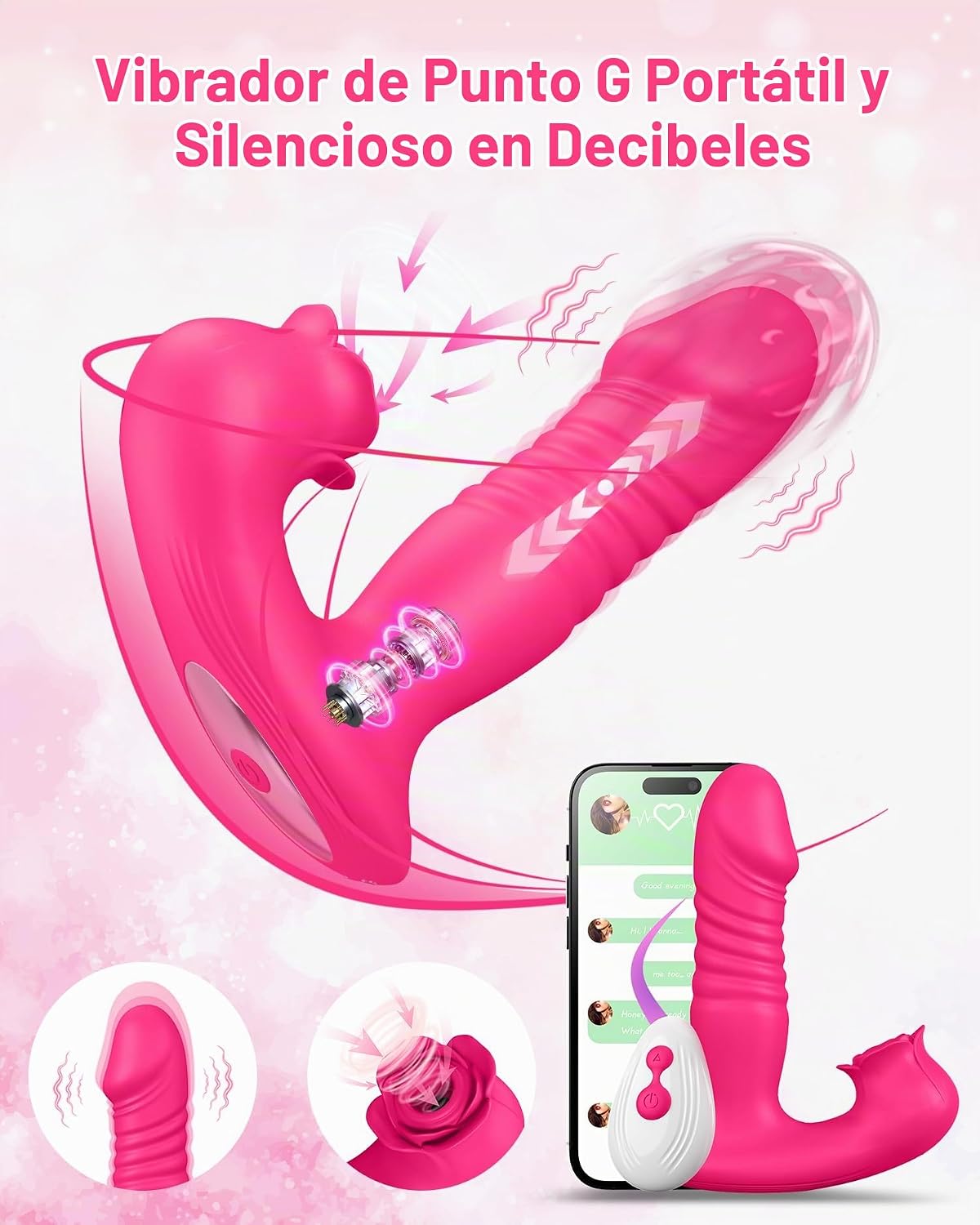 Juguetes sexuales rosa para mujeres, vibrador de succión y empuje |...