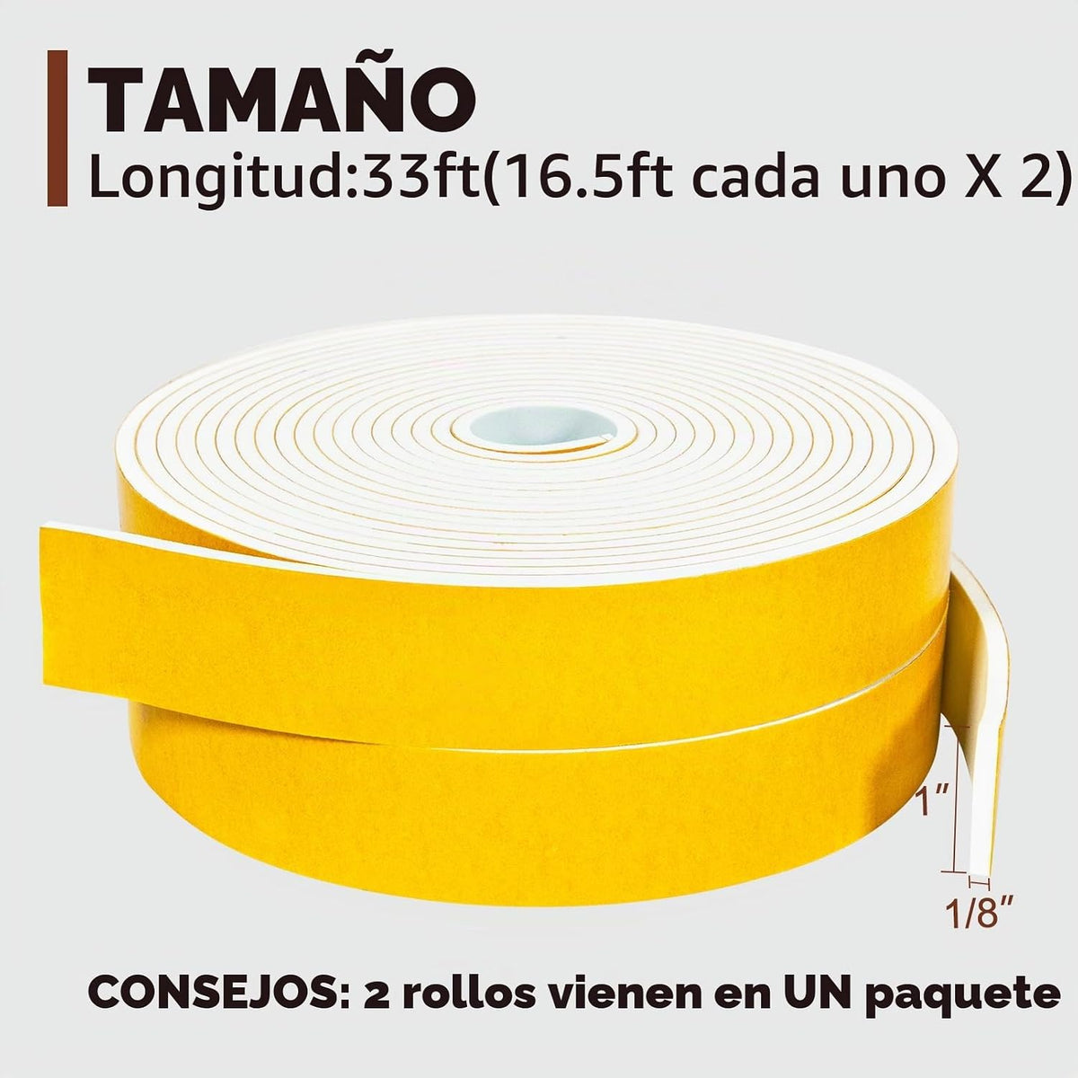 Yotache Cintas de Sellado de Espuma Blanca 1" X 1\/8", Espu...