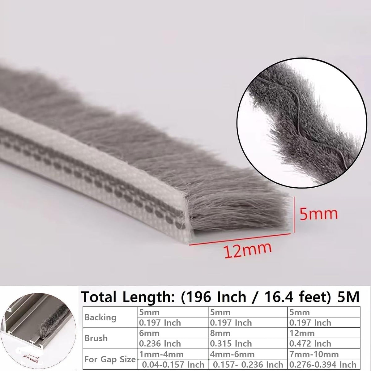 Zjclx 5m (16 pies) Cepillo para intemperie con ranura para tarjeta,...