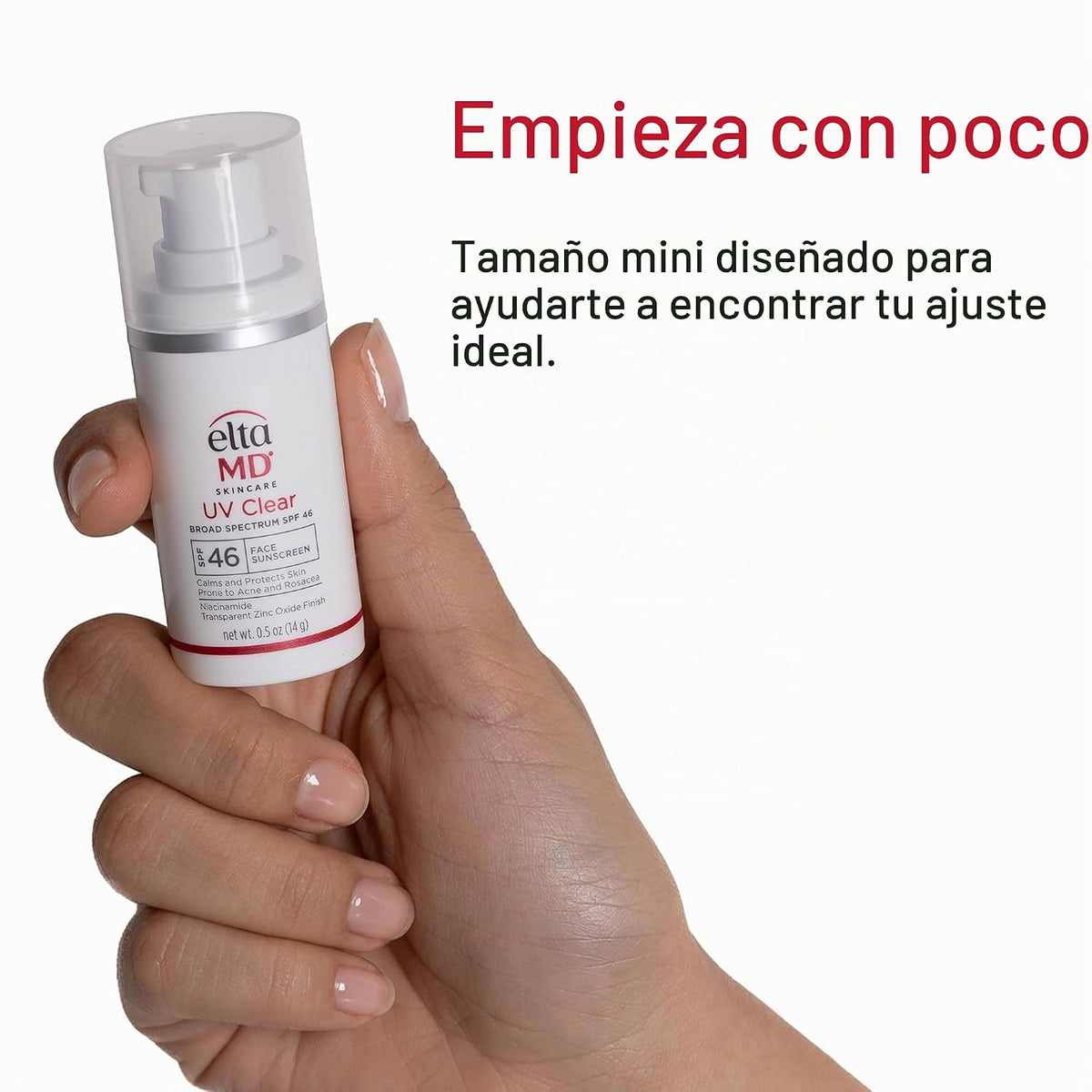 Protector solar facial transparente UV EltaMD con óxido de zinc, si...