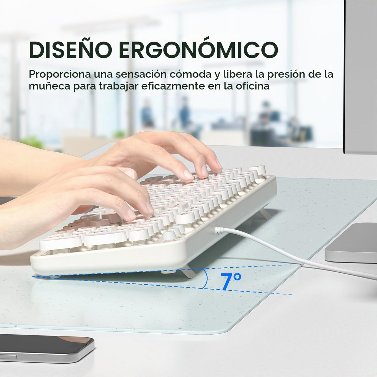 MOWUX Teclado de Computadora con Cable, Plug and Play USB Teclado R...