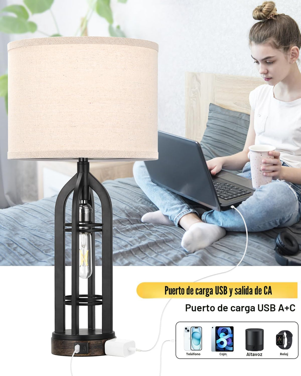 Seealle Lámparas de Mesa para Sala de Estar Juego de 2 - Lámpara de...