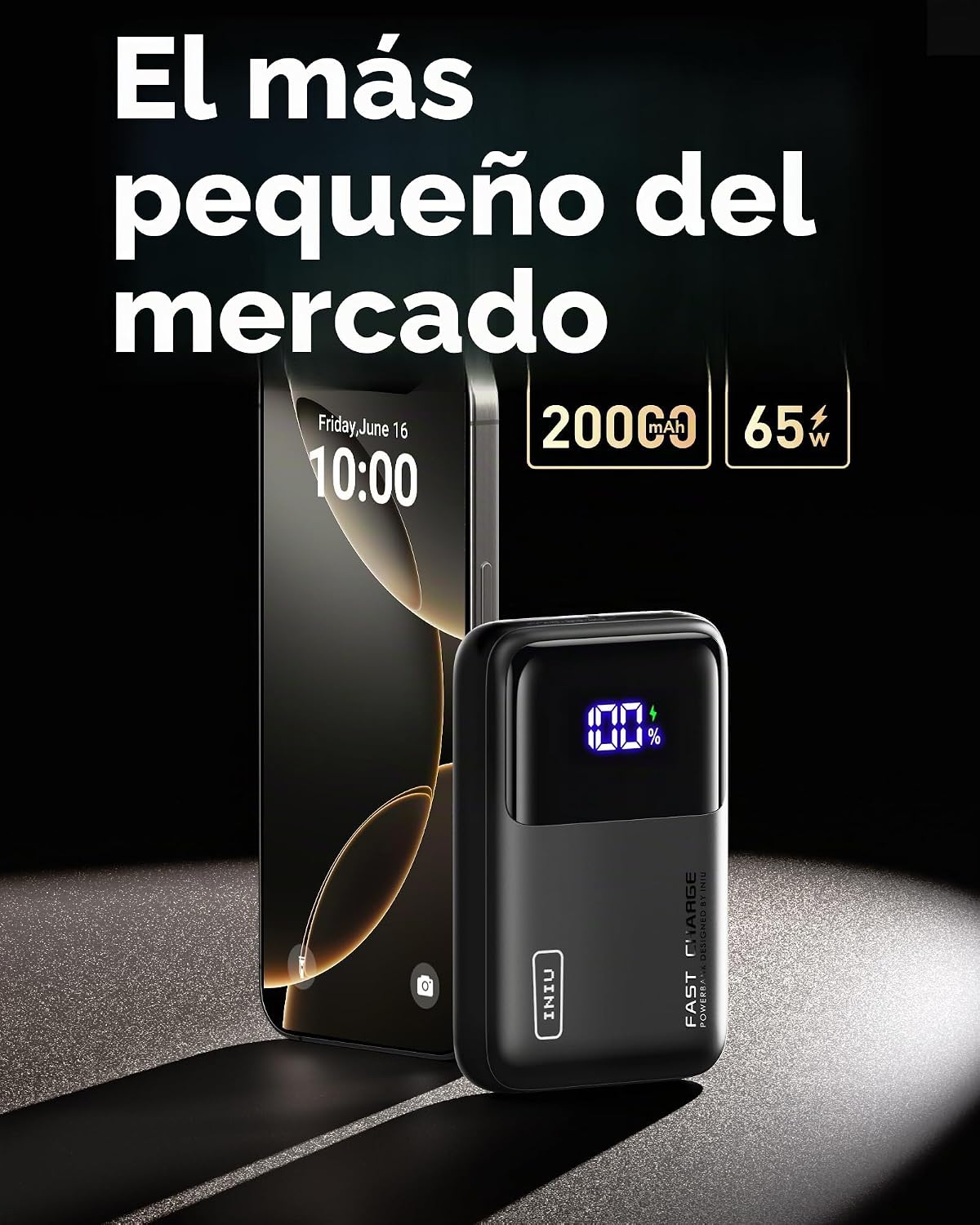 INIU Banco del poder del ordenador portátil, batería de carga rápid...