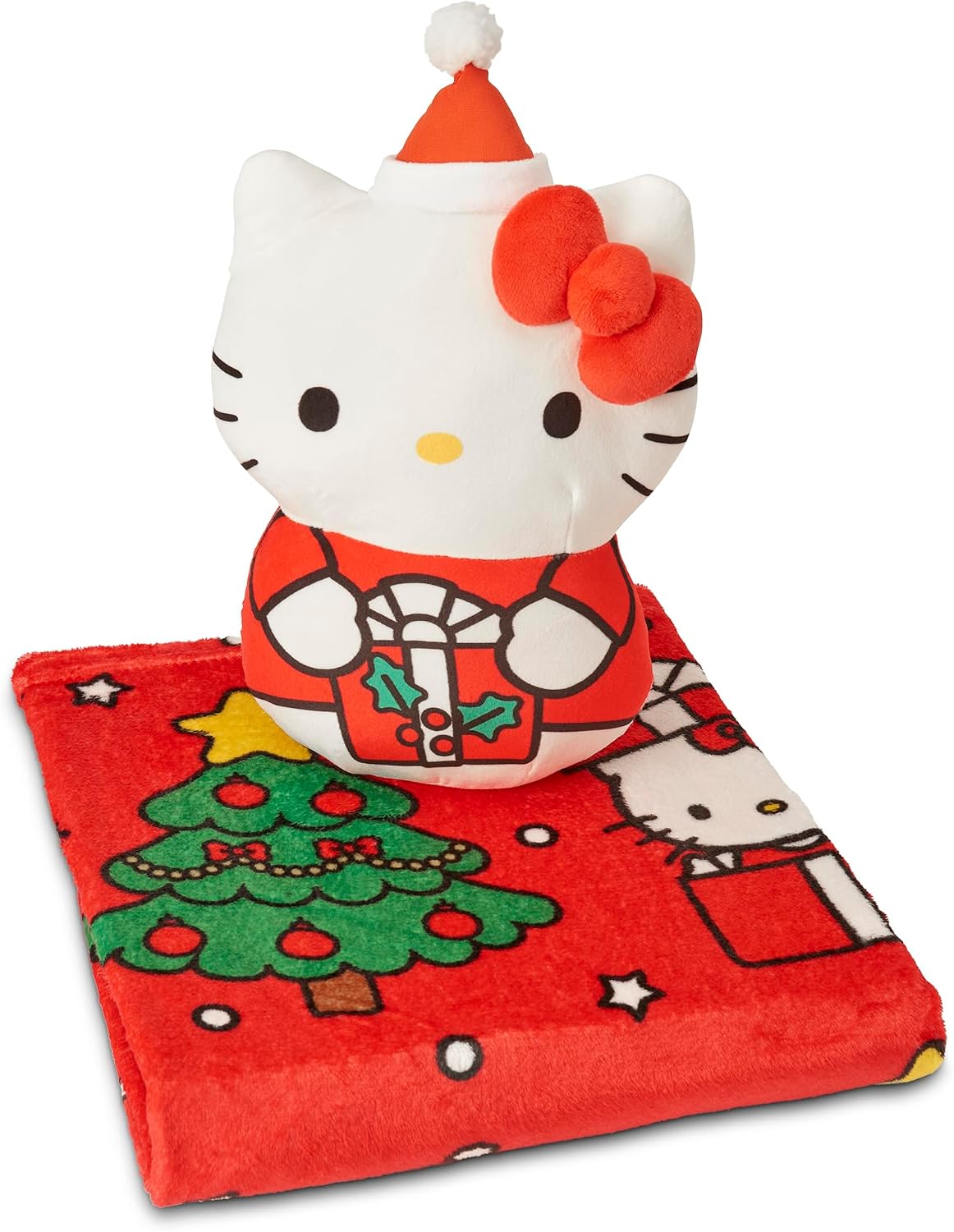 Hello Kitty Santa Sweet Hugger - Juego de almohada y manta - Peluch...