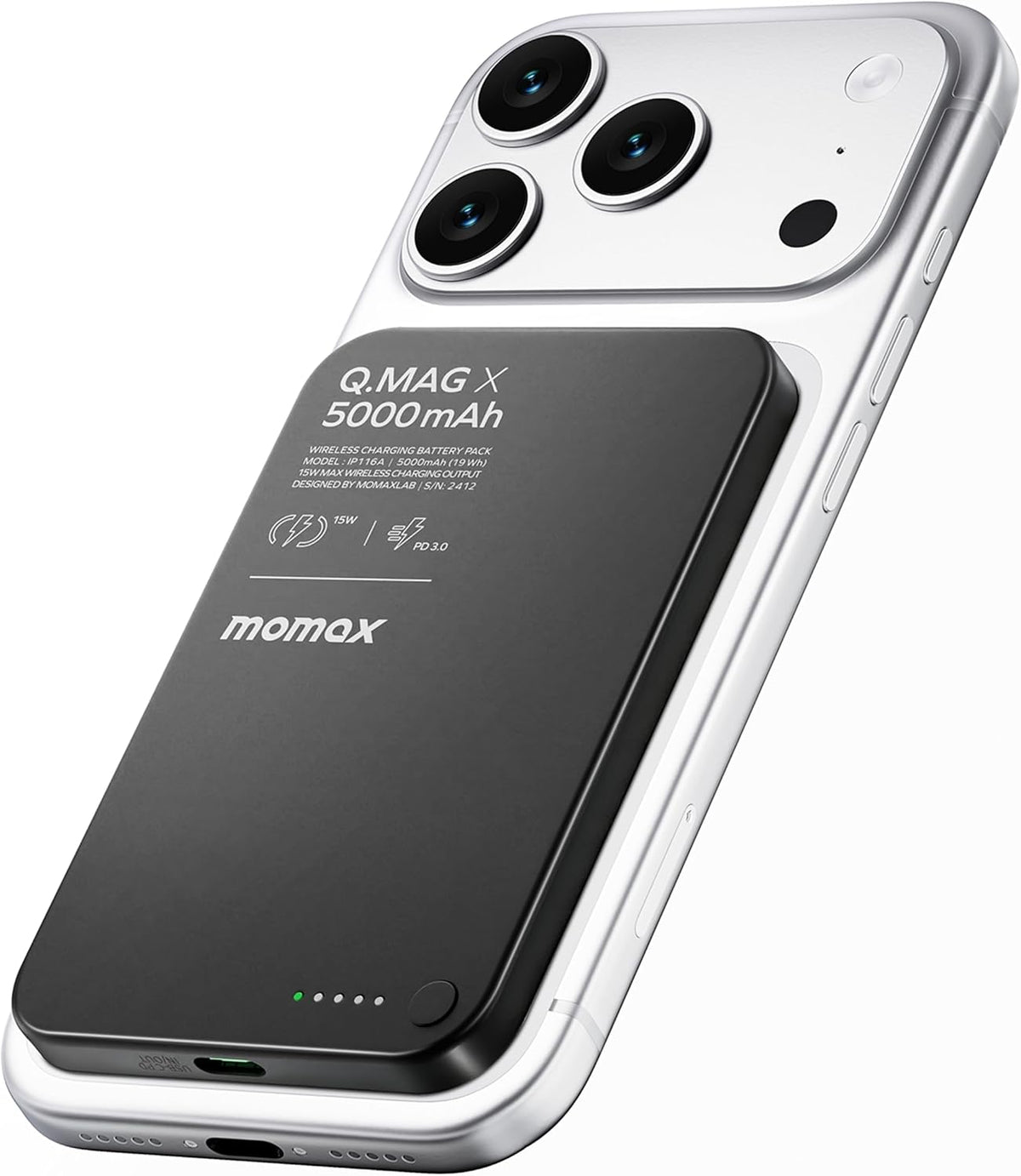 MOMAX Banco de energía magnético de 5000 mAh, ultra delgado de 0.3...