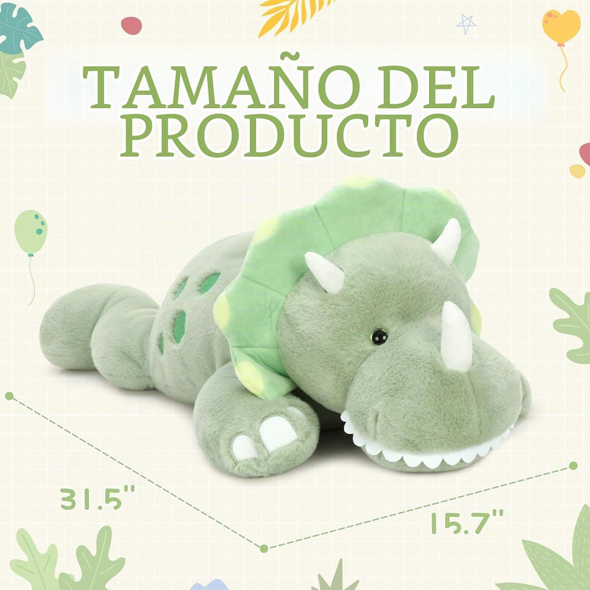 Tezituor Animales de peluche de dinosaurio de 5 libras, 32 pulgadas...