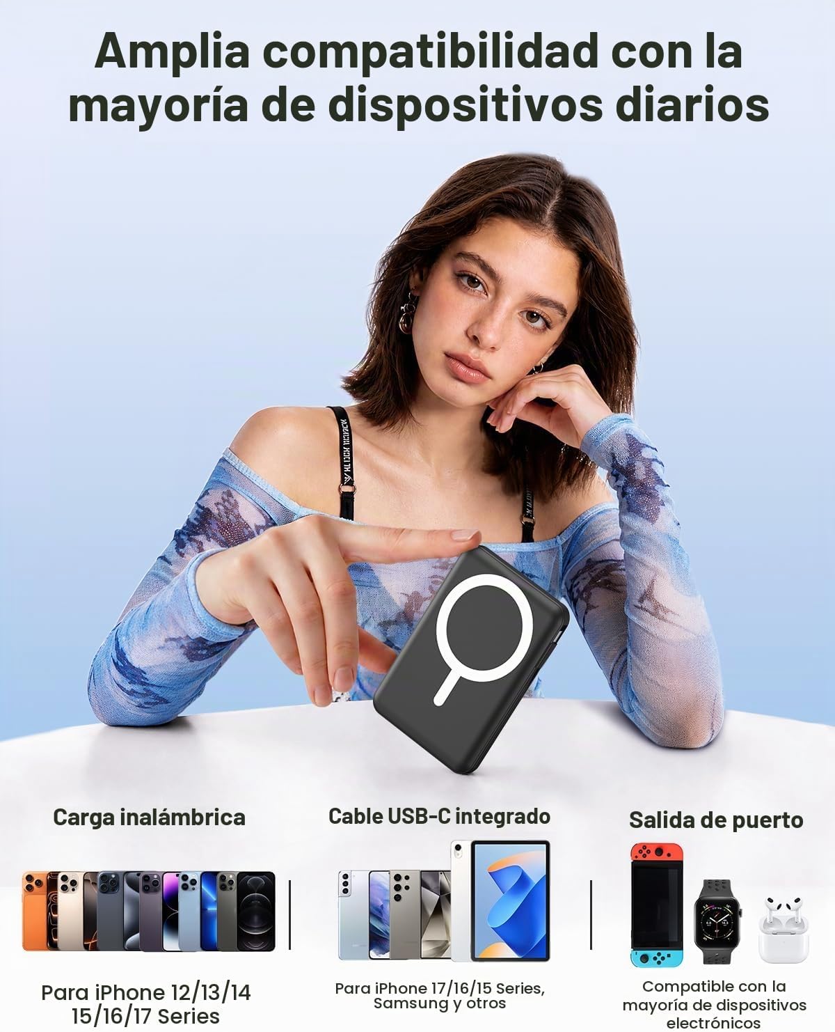 Gawegar para cargador portátil MagSafe, banco de energía magnético...