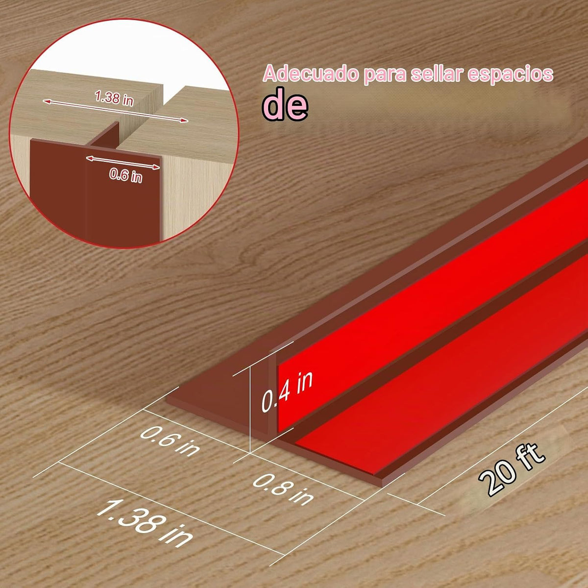 Benory Burlete de silicona en forma de T, marrón, 1.38 pulgadas de...