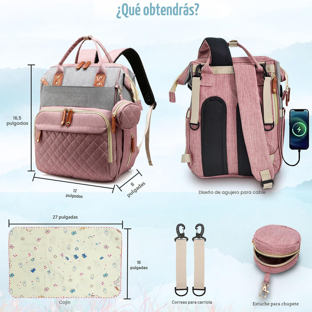 SHITIESHOU Bolsa de pañales mochila para bebé, bolsa de pañales par...