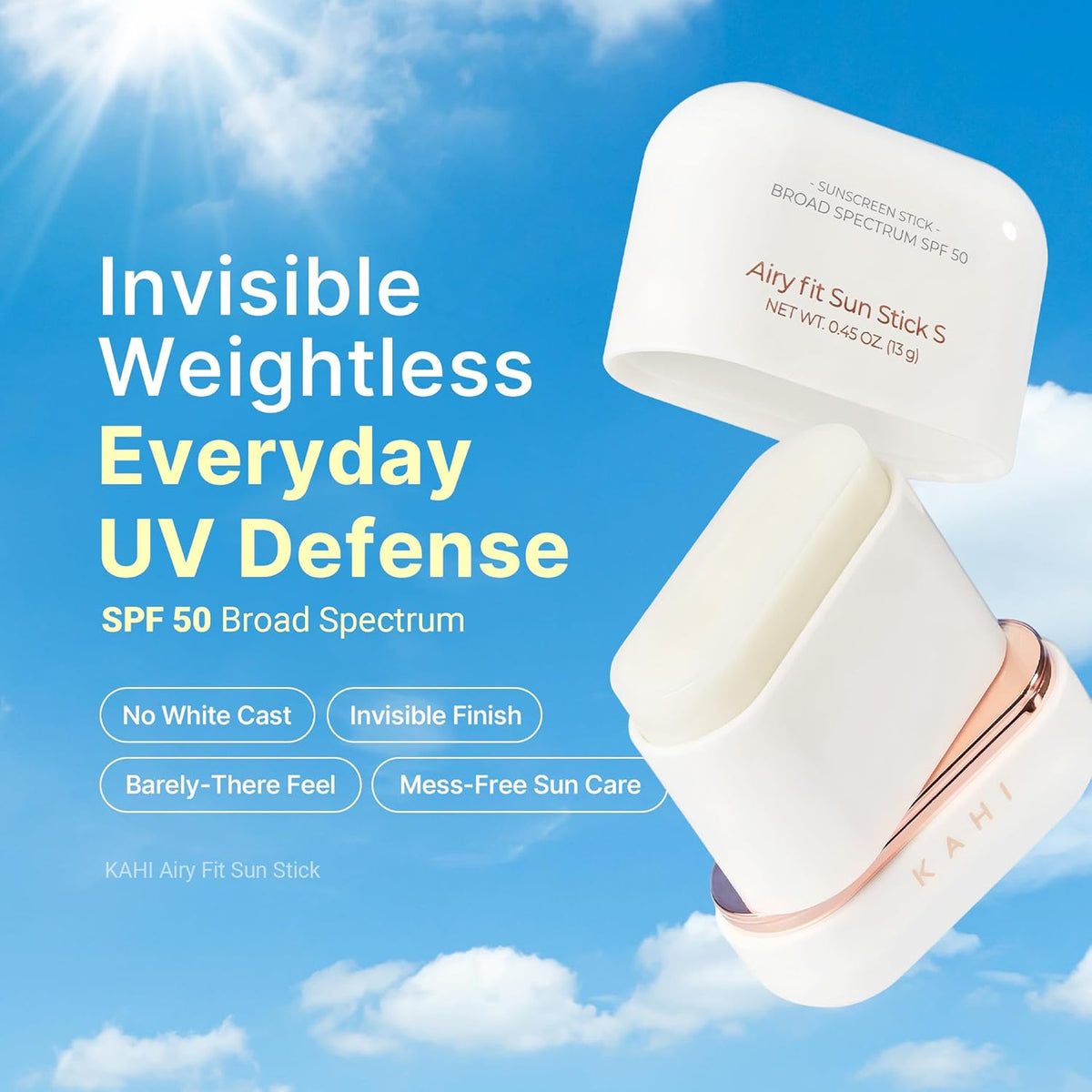 KAHI Airy Fit Sun Stick S - Protector solar facial de amplio espect...