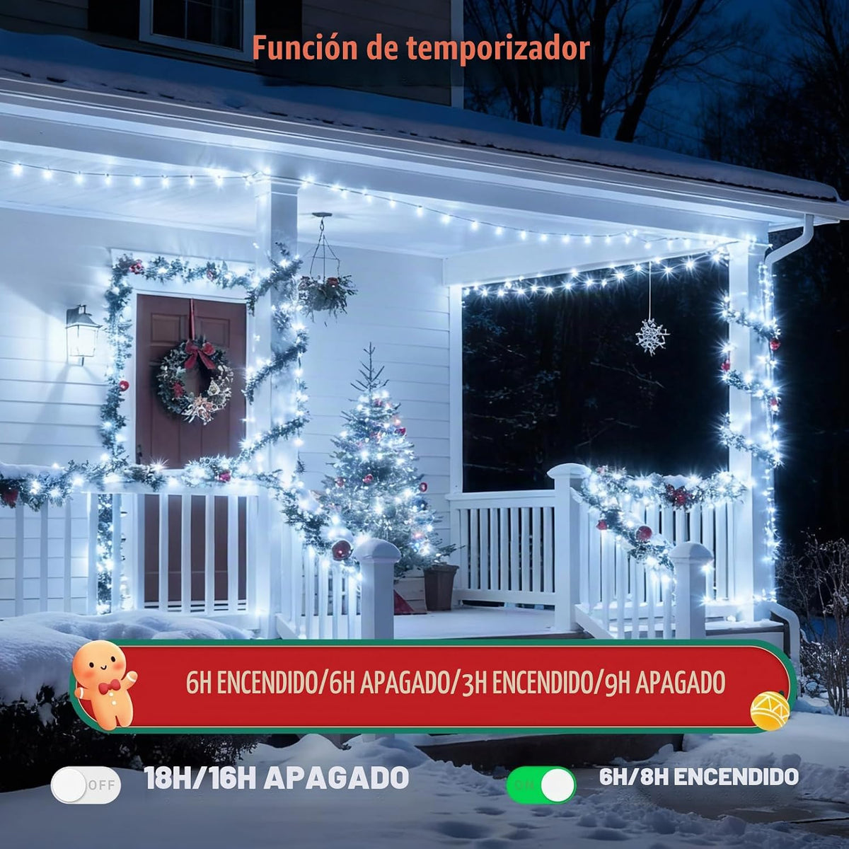 Guirnalda de luces navideñas con control por voz de 88 pies y 240 L...