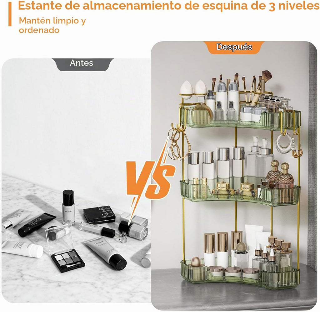 Greenby Organizador esquinero de 3 niveles para mostrador de baño,...