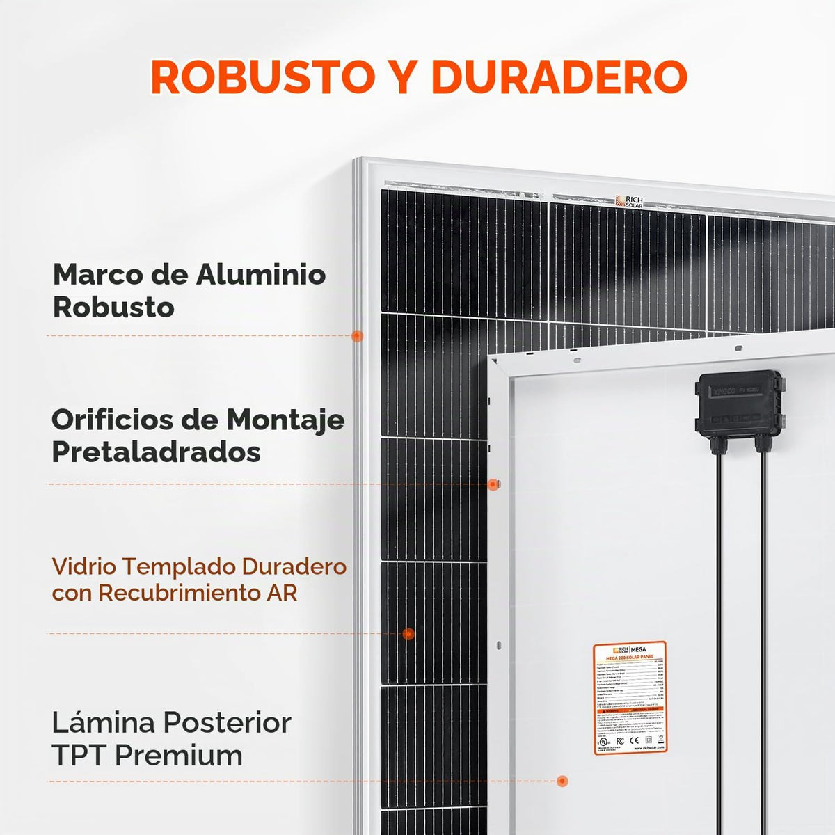 RICH SOLAR Panel solar de 200 vatios, 12V tipo N 18BB, 25% de alta...