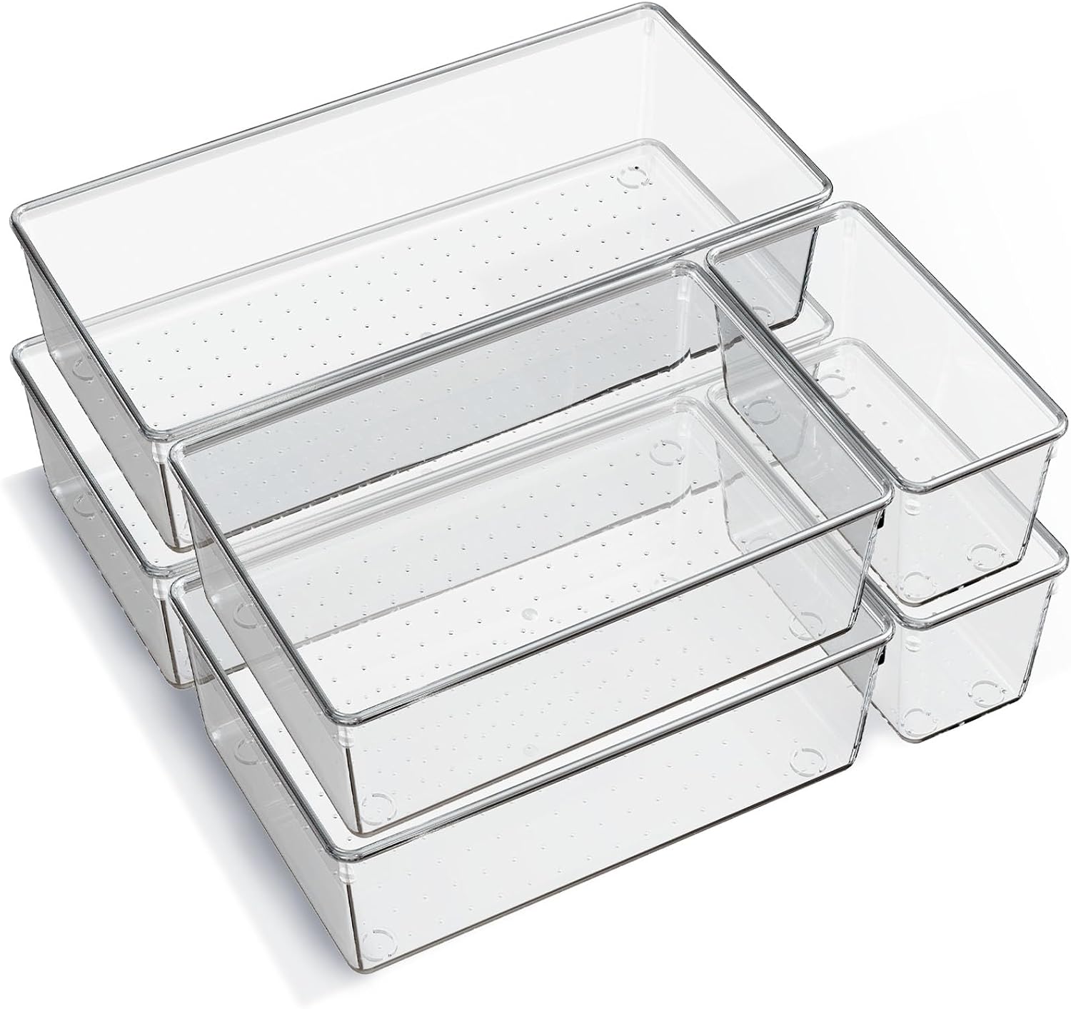 Paquete de 6 bandejas organizadoras grandes de plástico transparent...