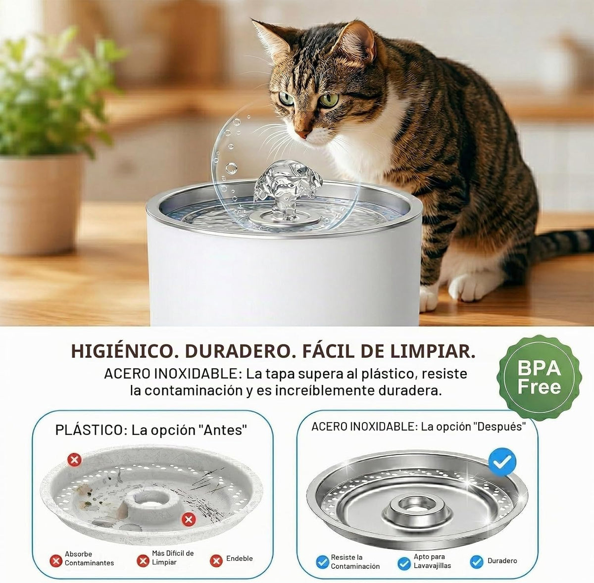 Wonder Creature Fuente de agua para gatos con 4 filtros y 4 esponja...