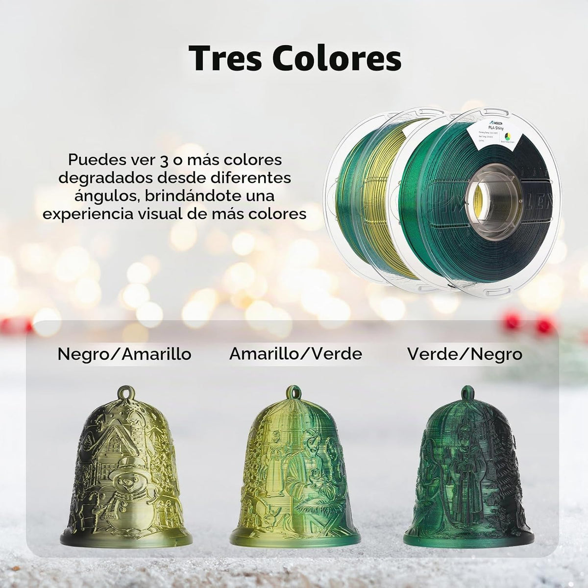 AMOLEN Filamento de impresora 3D Glitter PLA de 1.75 mm Filamento b...