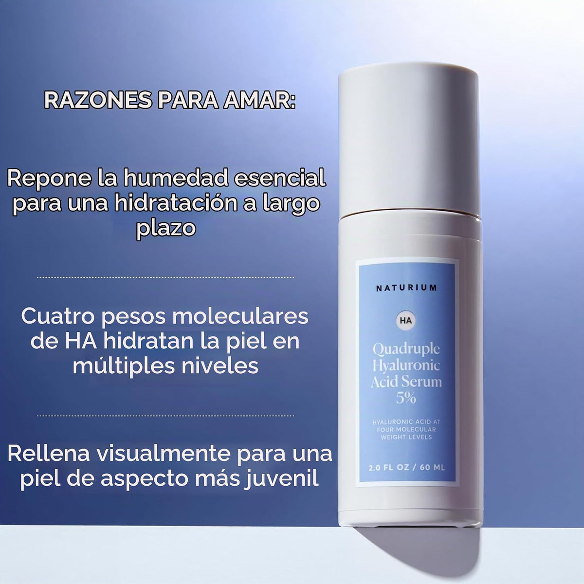 Naturium Suero Cuádruple de Ácido Hialurónico 5% Jumbo, Suero Facia...