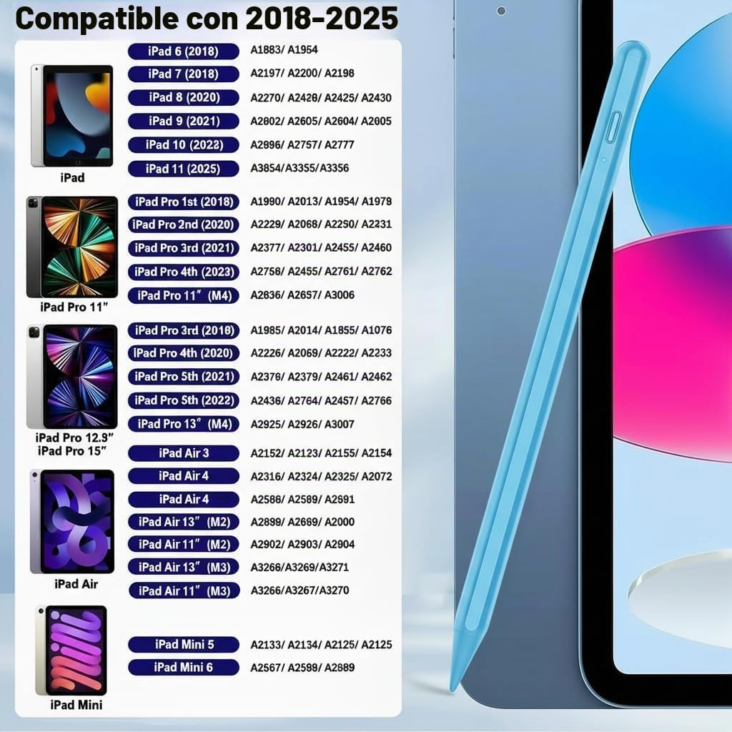 Lápiz capacitivo para iPad Pencil 11ª y 10ª, lápiz con rechazo de p...