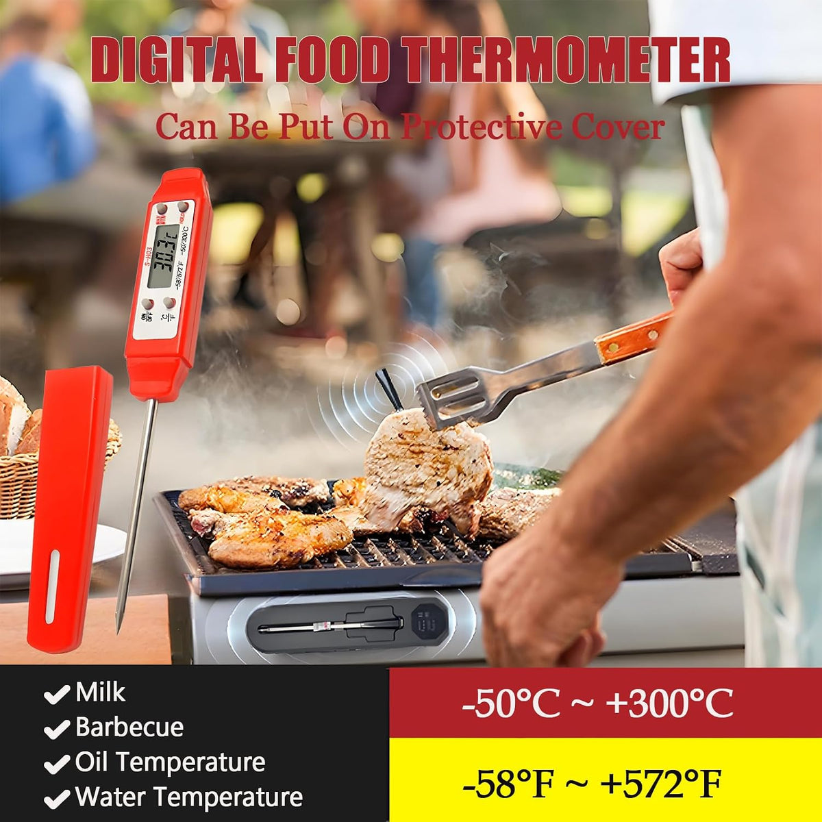 Ausenzup Termómetro para carne - Termómetro digital para alimentos...