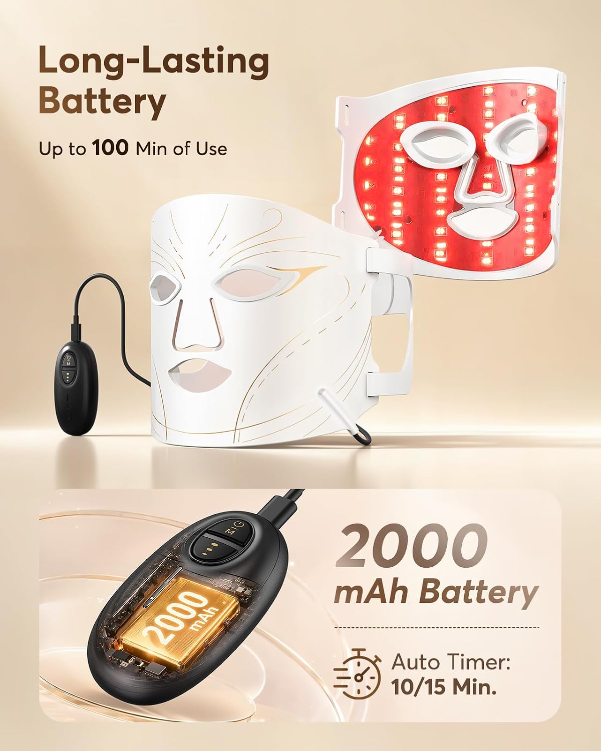 XSSNVV Máscara facial con luz LED roja, terapia de luz LED, máscara...