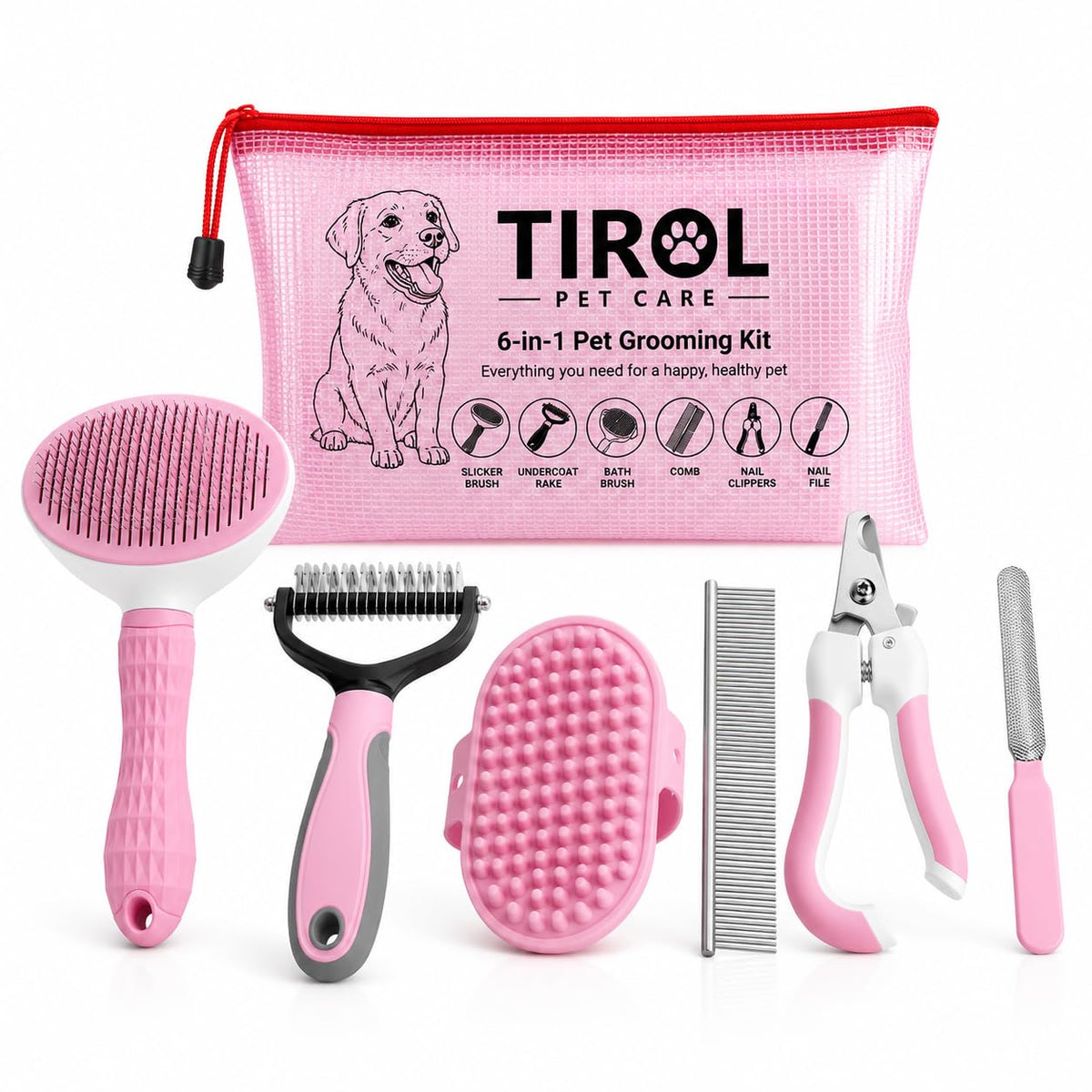 TIROL Pet Care - Kit de aseo 6 en 1 para perros y gatos, rastrillo...