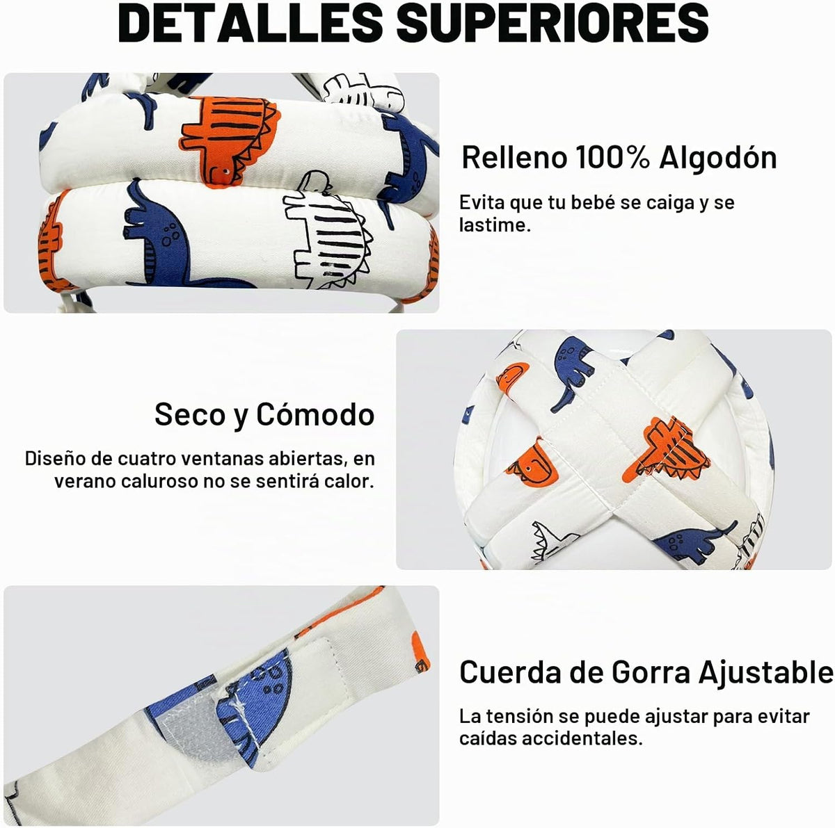 Protector de cabeza de bebé para gatear caminando, casco de bebé aj...