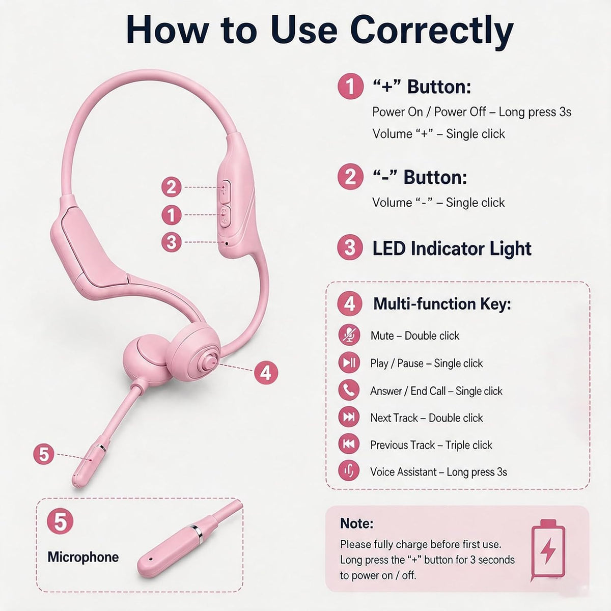 Auriculares abiertos para camionero de conducción ósea con micrófon...
