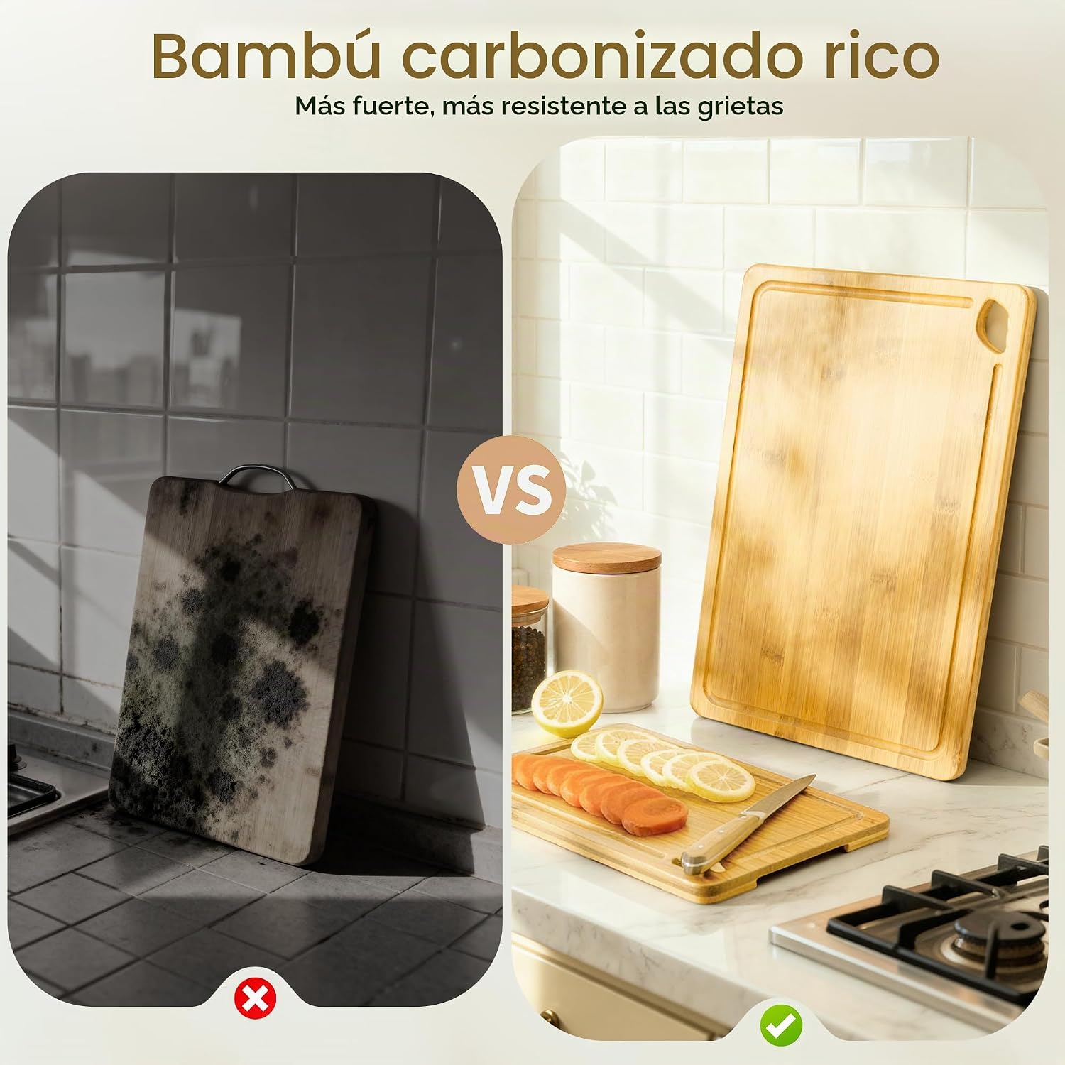 Astercook Nature - Tablas de cortar de bambú para cocina con soport...