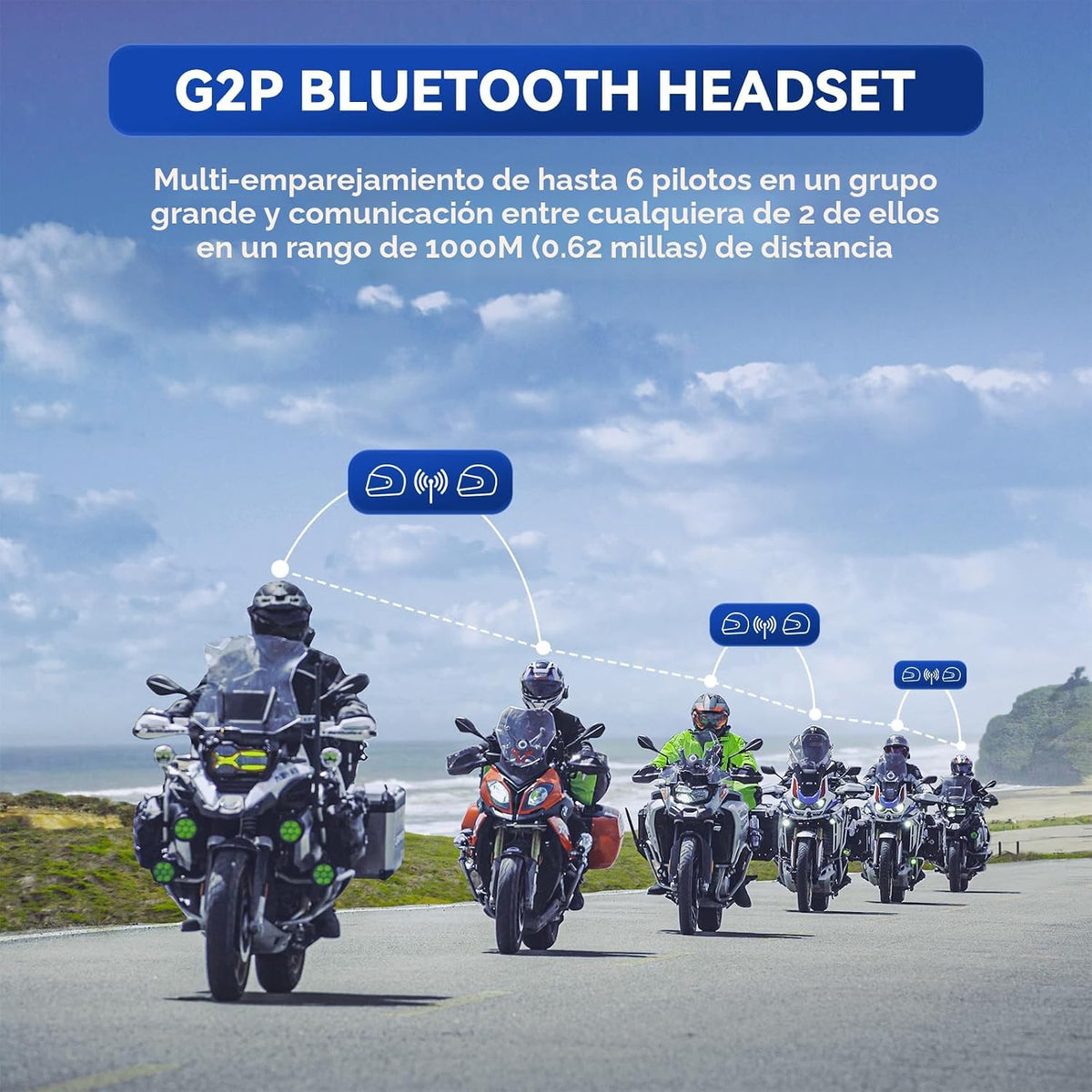 LEXIN G2P - Auriculares Bluetooth para Casco de Motocicleta, Sistem...